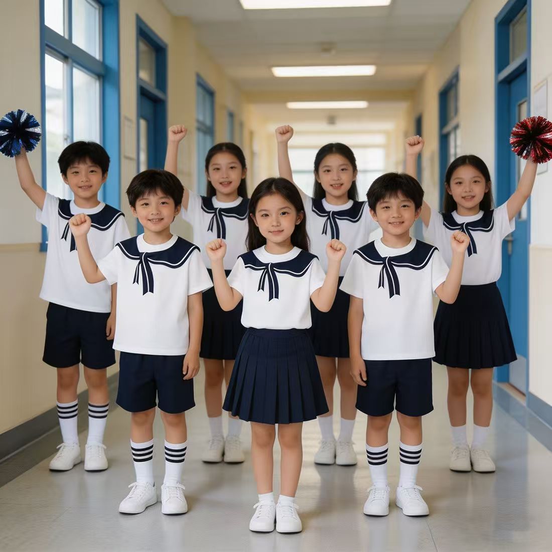 儿童啦啦队演出服小学生运动会开幕式学院风合唱舞蹈幼儿园表演服