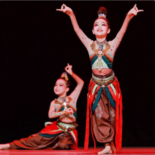 儿童敦煌舞蹈演出服云川之舞西夏公主敦煌伎乐飞天画壁绝响古典舞
