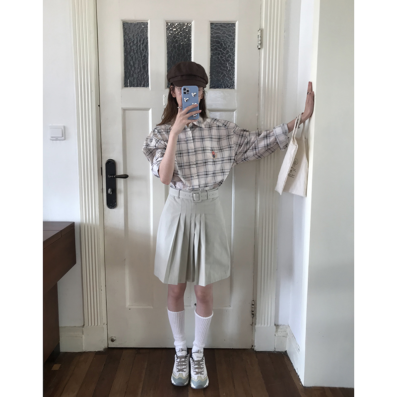 好玩和有趣浅豆绿褶皱半身裙