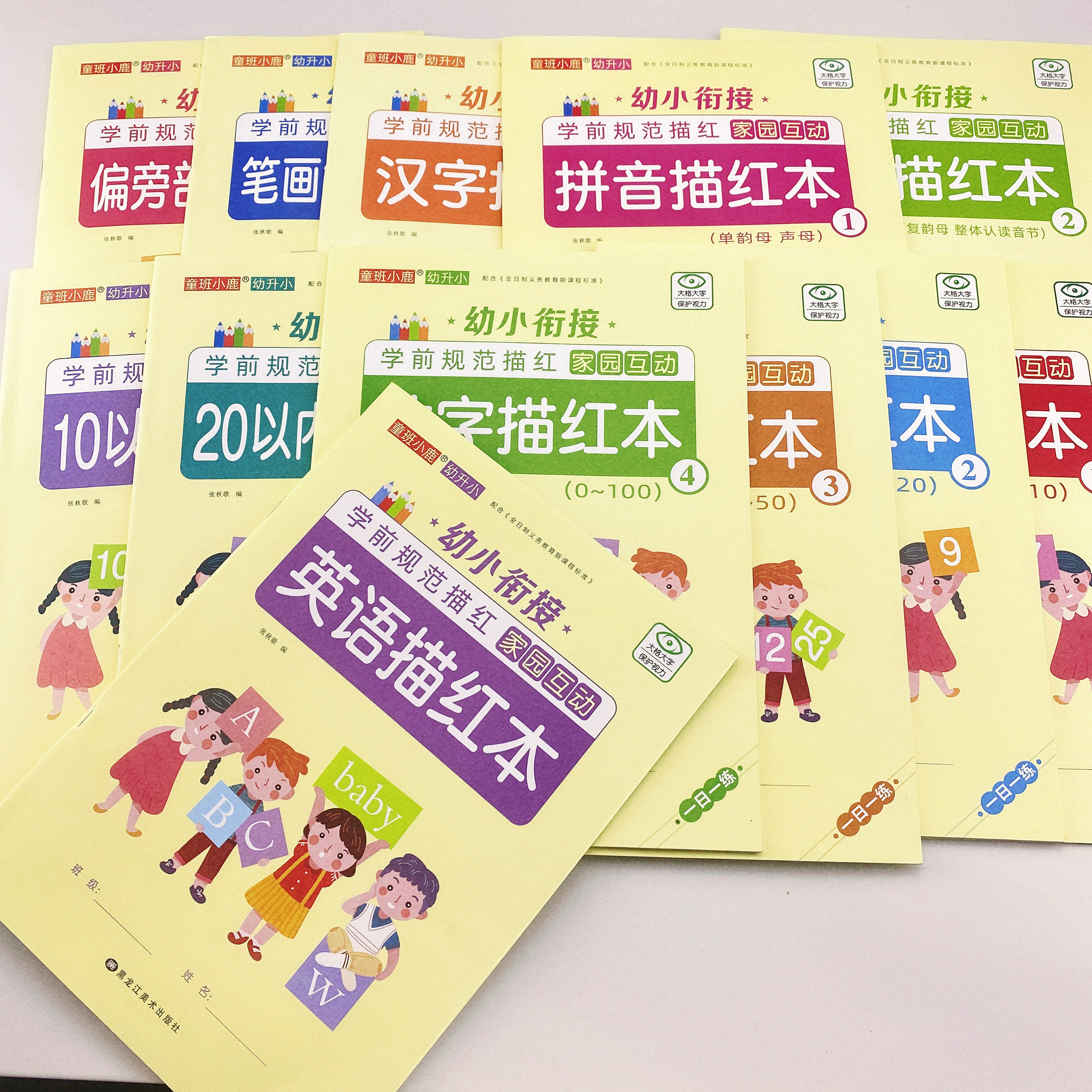 全套12册幼小衔接描红本一日一练教材幼儿园大班学前训练拼音描红练习册学前班入学准备一年级小班幼儿童早教教材识字书数学加减法