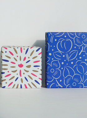 Blueprint礼物包装纸情人节生日diy 蓝色+彩色点点 组合两张装