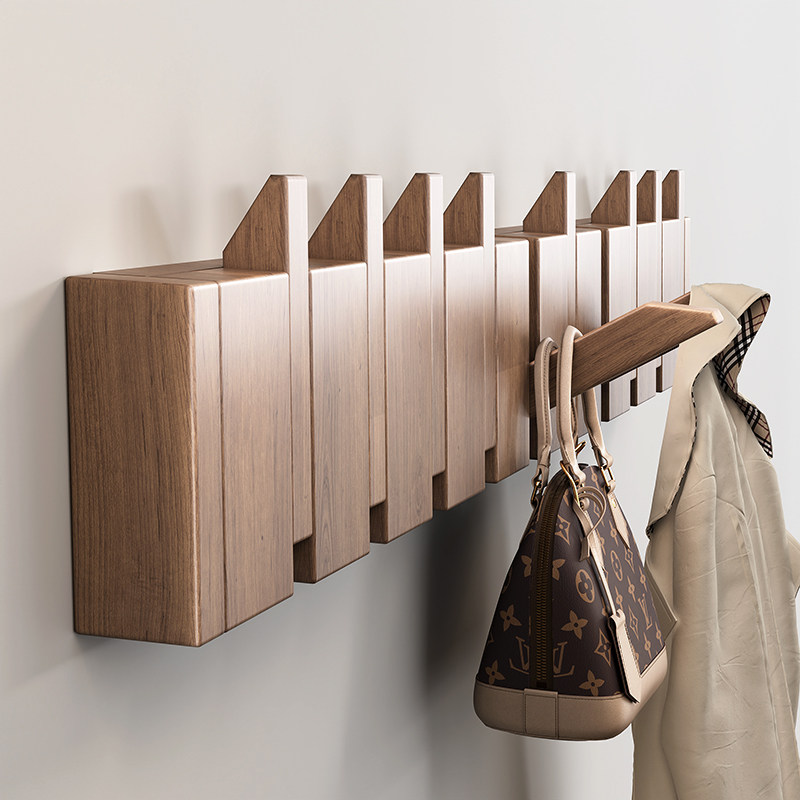 钢琴键挂衣架墙上壁挂入户进门免打孔卧室玄关实木挂钩门后衣帽架