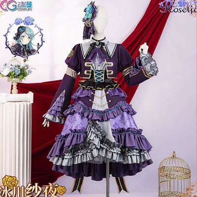CG动漫服装 bangdream Roselia 冰川纱夜cos服女Lolita哥特风裙子