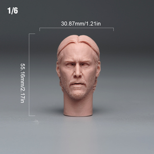 1比6 杀神 基努李维斯 John Wick 兵人配件 头雕白模练妆裸妆头