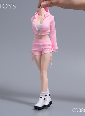 现货 cdtoys  1/6 cd086 女兵人休闲运动服抽绳短裤套装 可动人偶