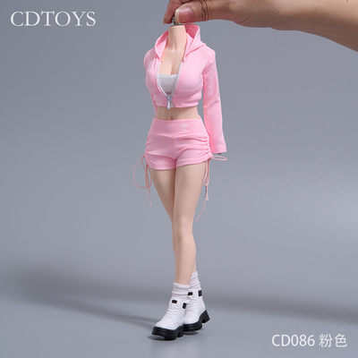 现货 cdtoys  1/6 cd086 女兵人休闲运动服抽绳短裤套装 可动人偶