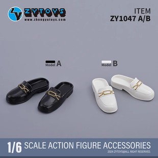 现货ZYTOYS 1/6 ZY1047包头半拖鞋 平底凉拖鞋 娃娃 手办女兵人鞋