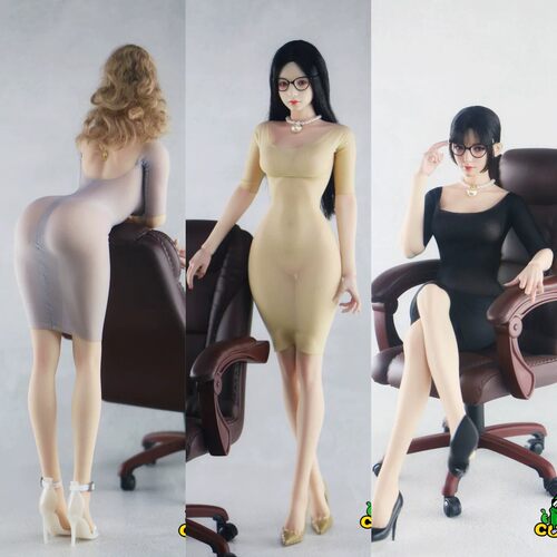 预售 CUKE 透视露背圆领  1/6女兵人 超薄高弹性感 包臀连衣裙