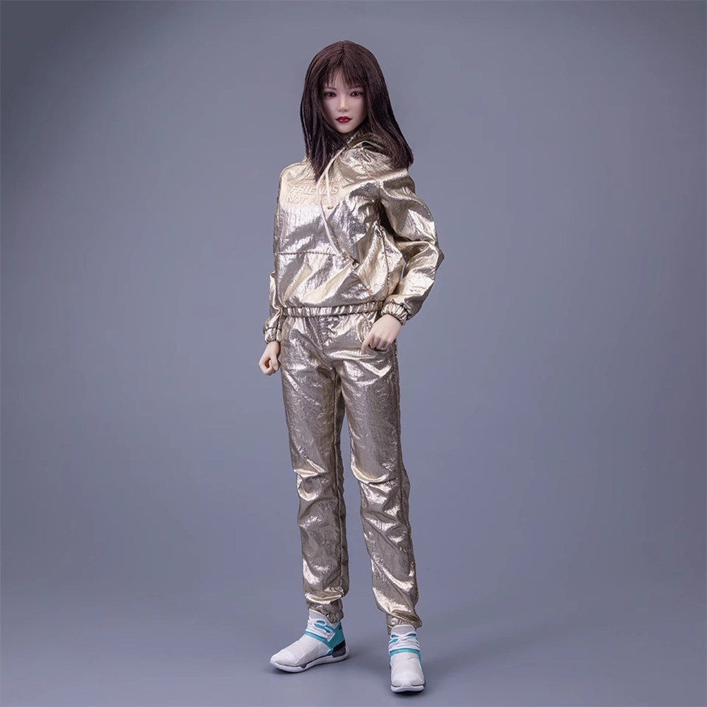 现货 1/6女兵人 金色街舞套装亮面 嘻哈运动装 舞蹈演出服