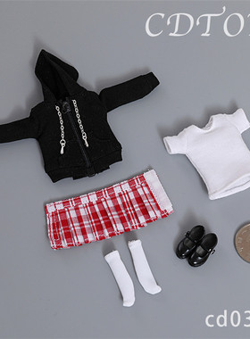 cdtoys cd036 1/12女兵人卫衣百褶裙套装 适合6寸包胶素体 现货