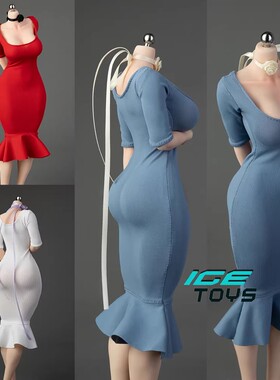 现货ICE TOYS 1/6 女兵人  ic1026鱼尾弹力礼服连衣裙 紧身连衣裙