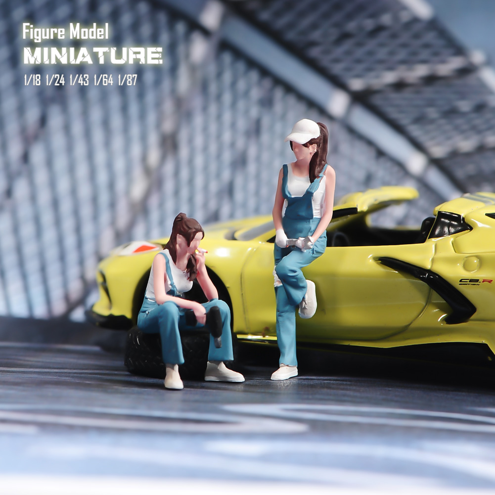 现货1/18/24/43/64/87 修车女孩 人偶特微缩场景微拍摄影模型人偶