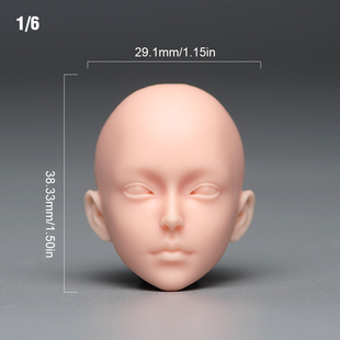 1比6白模 大眼精致美女 头雕 百搭唯美 兵人配件 白肤色