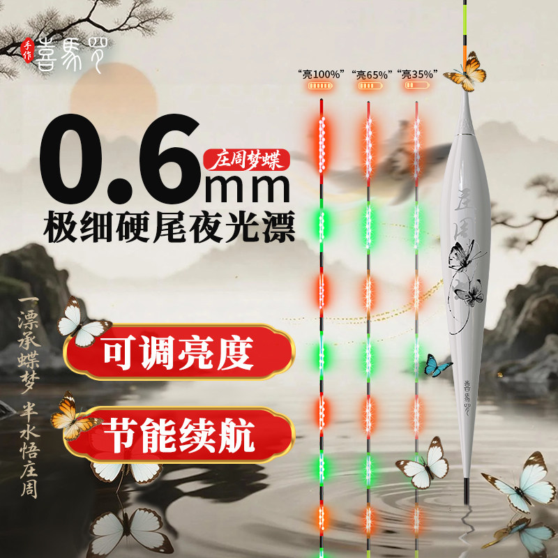 喜马罗庄周梦蝶夜光漂尾 高灵敏可调光变色日夜两用原装正品漂尾
