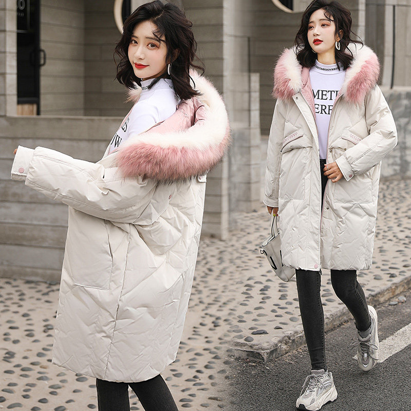 羽绒服女2024新款时尚大毛领中长款冬季加厚外套修身显瘦韩版女装