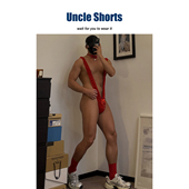 Shorts 圣诞铃铛 性感深V领连体衣男士 Uncle 设计感高叉丁字T裤