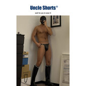 Uncle 内衣小众金属链条提臀低腰三角裤 Shorts性感皮革丁字裤 男士