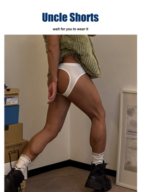 Uncle Shorts性感双丁裤男士趣味运动透气内裤U凸提臀镂空三角裤