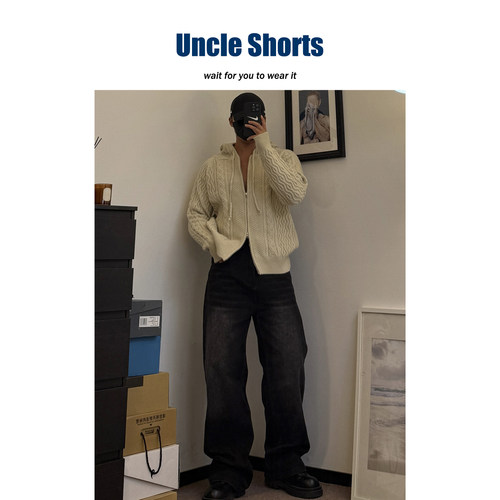 都市质感直筒牛仔裤水洗阔腿裤子