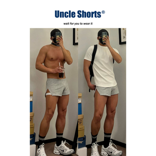 Uncle Shorts运动T恤短裤套装男纯欲风性感开叉阿罗裤衩修身上衣
