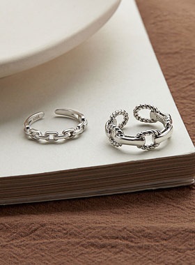 环扣麻花链条纯银女ins轻奢