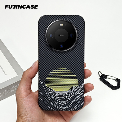 华为Mate80promax手机壳海上明月全包纤维凯夫拉适用mate70pro+/80p芳纶颗粒高级感轻奢火山口浮雕裸机防摔壳