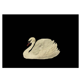 中古VINTAGE小众油画布打印天鹅动物装饰画自粘贴画背胶画芯海报