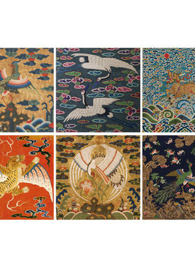 中古风传统艺术如虎添翼法式复古祥云龙凤装饰画贴画画芯自粘海报