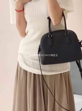 youmays简约风india10真皮保龄球包手提单肩斜挎女包荔枝纹手提包