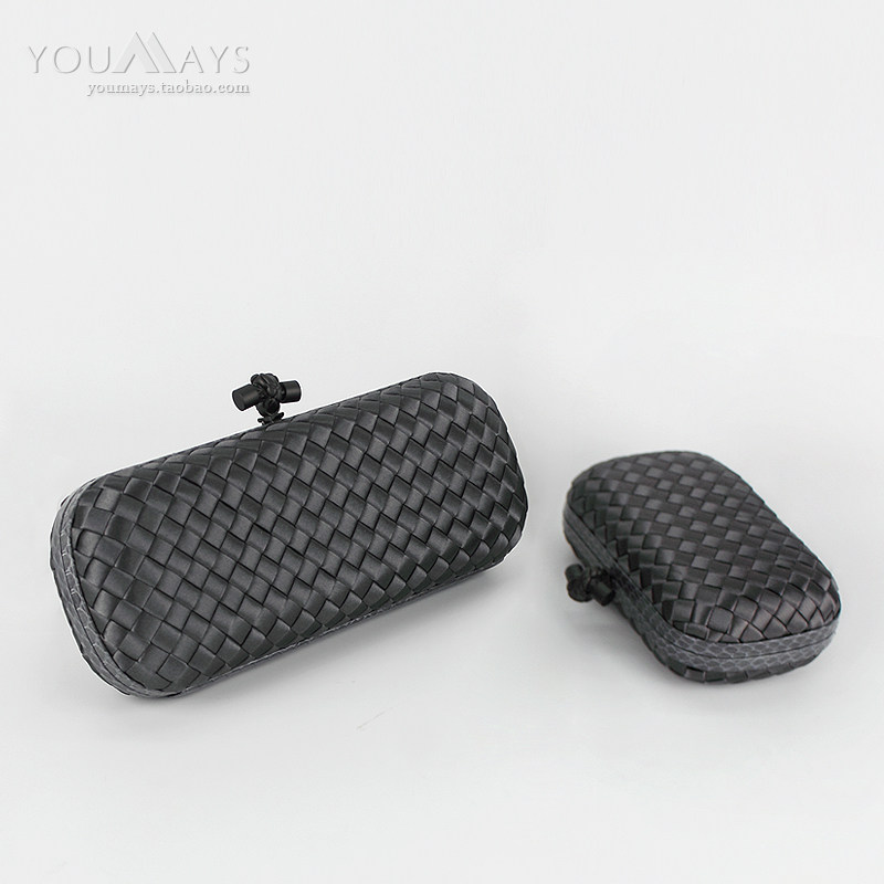 风格秋冬新款简约女士手拿进口丝绸编织礼服晚宴晚装化妆女包袋