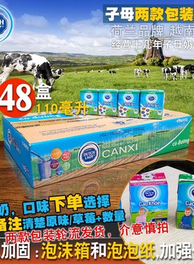 哒露奇越南进口dutchlady子母奶原味110毫升48盒装草莓饮品甜牛奶