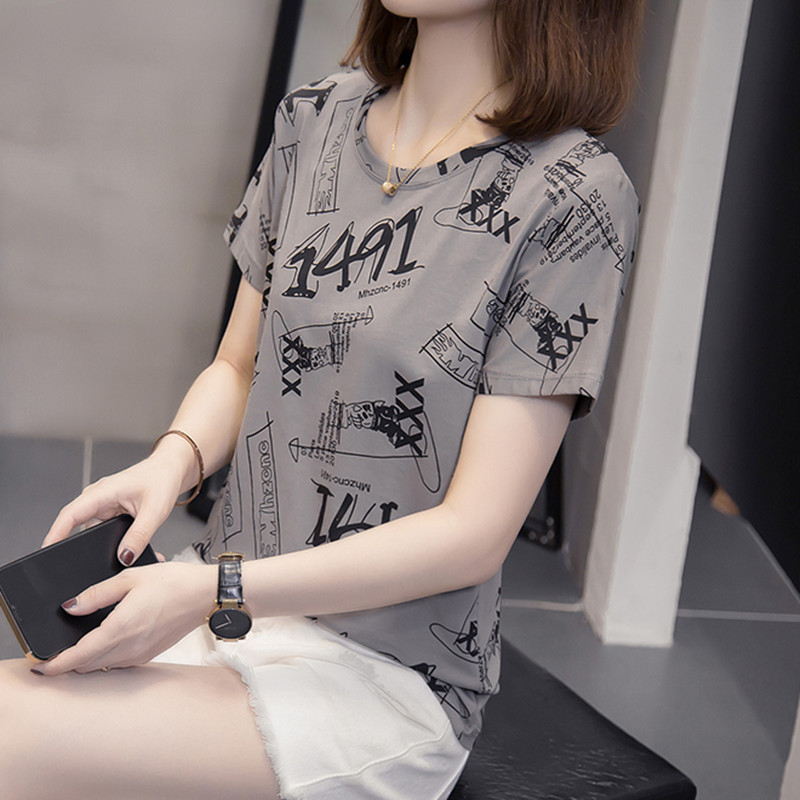 大码女装2025新款夏装v领短袖t恤女夏季胖mm宽松纯棉遮肚遮肉上衣