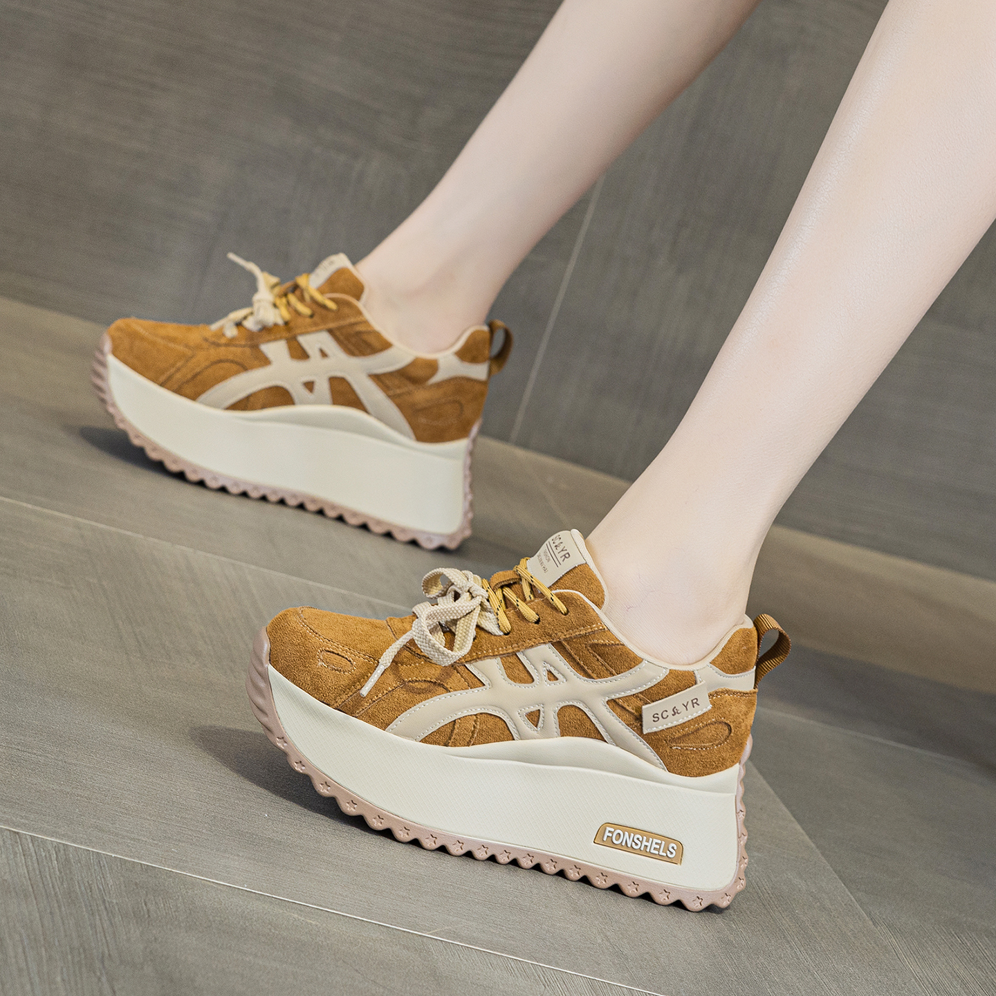 真皮加绒内增高阿甘鞋女老爹棉鞋