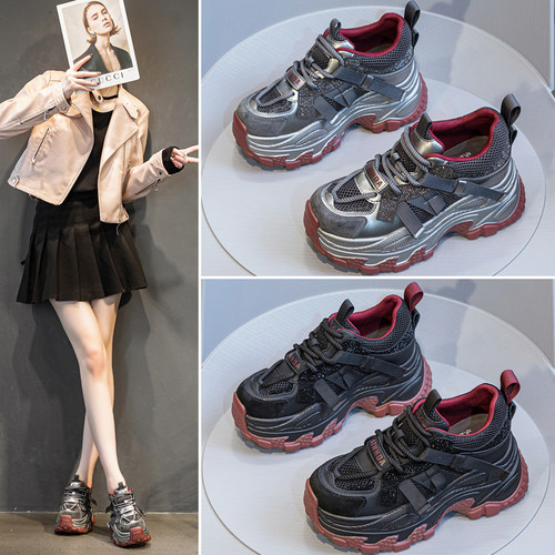 水钻炸街老爹鞋增高厚底休闲松糕