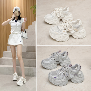 真皮镂空休闲运动凉鞋女2026夏季新款透气阿甘增高百搭厚底老爹鞋