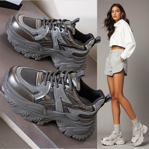 7cm增高水钻老爹鞋爆款轻便休闲