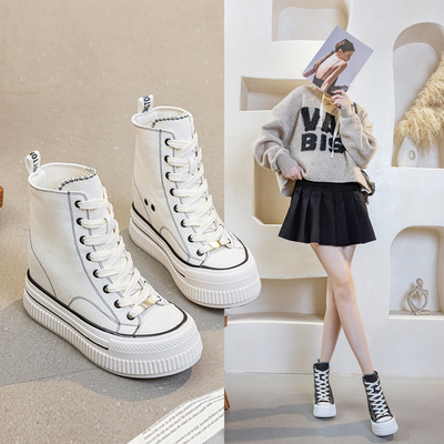 内增高帆布鞋厚底松糕鞋加绒休闲