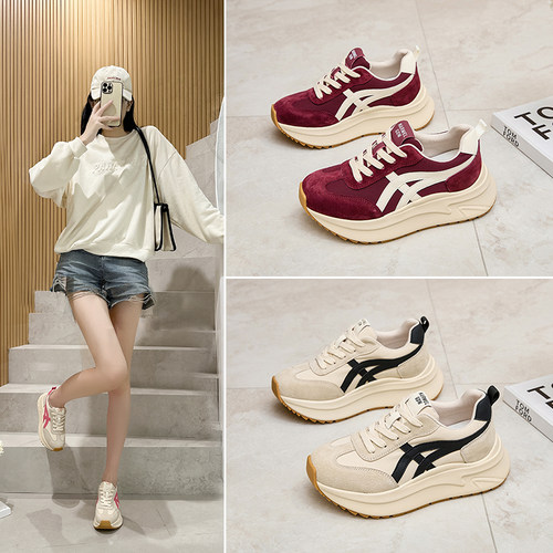 真皮厚底德训女鞋秋款运动休闲鞋