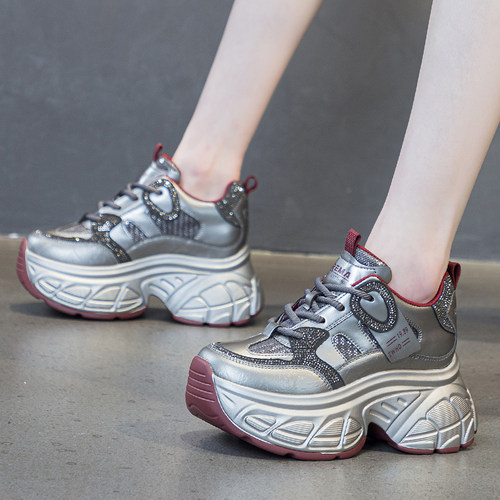 水钻老爹鞋增高厚底休闲松糕鞋