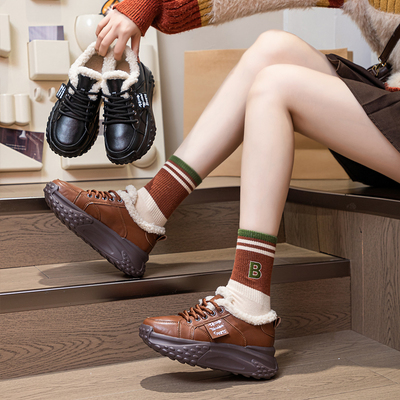 休闲松糕厚底加绒老爹鞋毛毛棉鞋