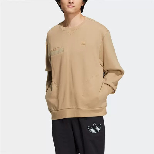 正品Adidas/阿迪达斯三叶草冬款圆领男子休闲运动保暖卫衣 IC8158