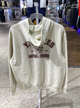 MLB男女情侣卫衣运动上衣25秋冬新款印花休闲连帽套头衫3AHDE0154