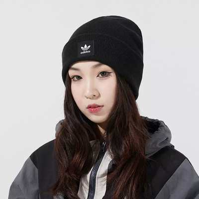 正品Adidas/阿迪达斯三叶草男女同款冬季黑色保暖运动帽 ED8712