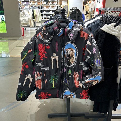 正品Nike耐克男子运动休闲詹姆斯印花保暖篮球羽绒服外套FB6975