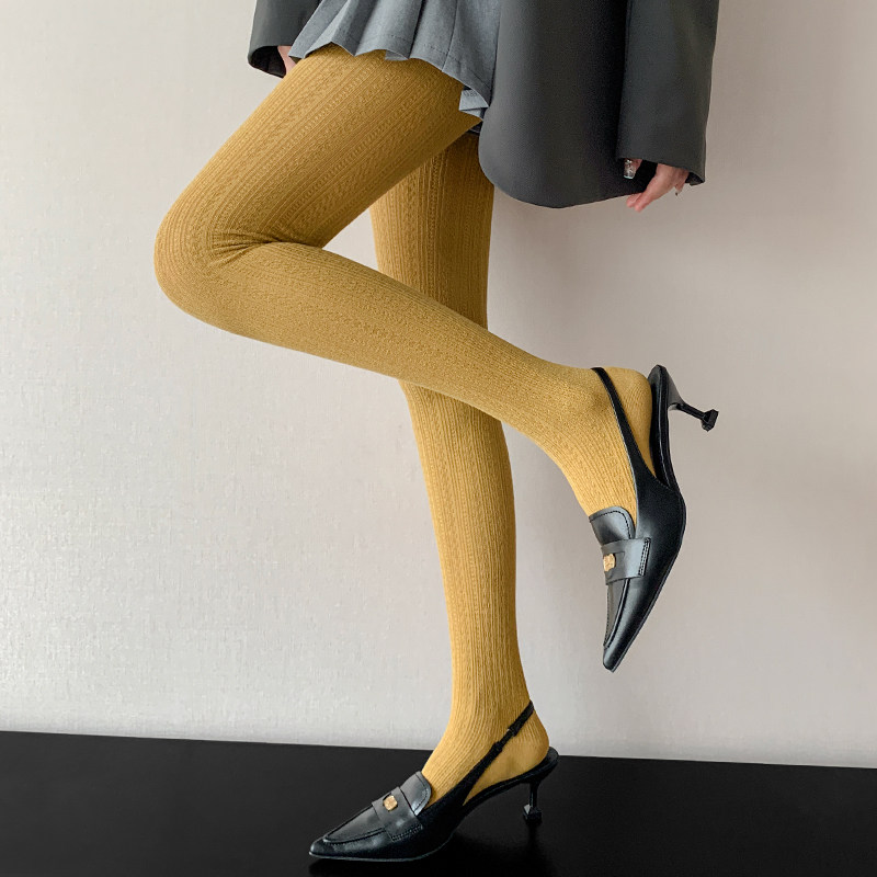 姜黄色麻花竖条纹显瘦连裤袜女春秋款高弹不掉档彩色复古打底裤袜,女士内衣/男士内衣/家居服,连裤袜/打底袜,淘宝优惠券,粉丝福利购,淘宝优惠卷