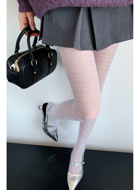 紫色y2k辣妹丝袜女春秋波浪纹复古镂空个性超薄防勾丝打底连裤袜