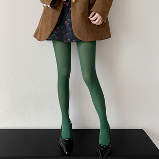 袜 打底连裤 墨绿色天鹅绒加档丝袜女春秋薄款 藏青湖蓝彩色哑光个性
