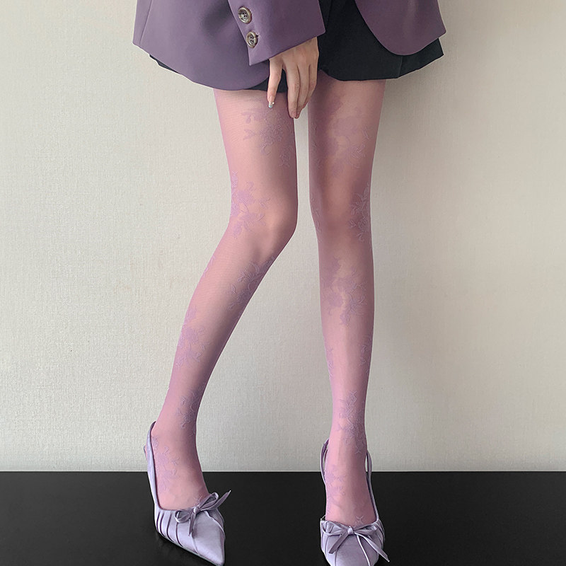 复古蔷薇玫瑰花朵紫色连裤袜春秋款超薄性感辣妹提花丝袜女打底袜,女士内衣/男士内衣/家居服,连裤袜/打底袜,淘宝优惠券,粉丝福利购,淘宝优惠卷