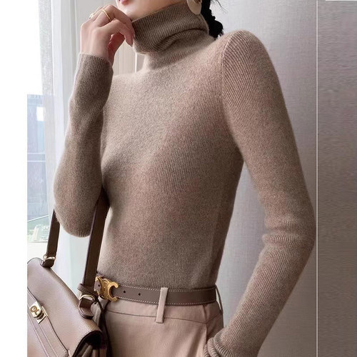 秋冬无缝100羊毛衫高领套头毛衣女修身显瘦内搭贴身羊毛打底衫靓