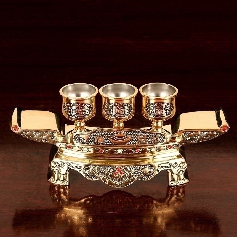 铜杯关公供酒杯供财神爷水杯茶杯招财祖先土地供水杯家用佛具用品
